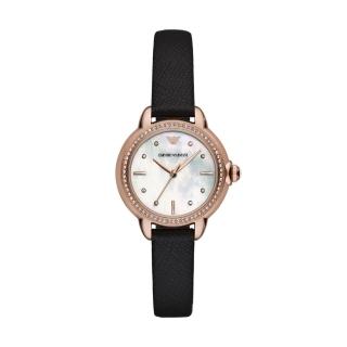 【EMPORIO ARMANI】優雅格調時尚腕錶-玫瑰金X白(AR11598)