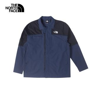 【The North Face 官方旗艦】北面UE男款藍色吸濕排汗防潑水可拆卸衣袖休閒長袖襯衫｜88598K2