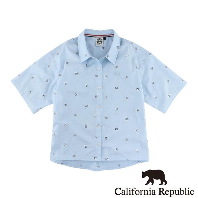 【California Republic】CR圖騰滿版印花寬鬆版襯衫(女版)