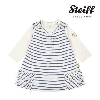 【STEIFF】熊頭童裝 二件式條紋長袖洋裝(洋裝)