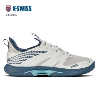 【K-SWISS】網球鞋 男鞋 灰白/藍 SPEEDTRAC(送運動襪)