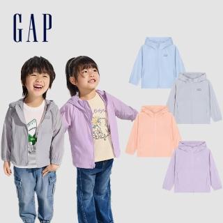 【GAP】男幼童裝 Logo防曬連帽外套-藍色(890299)