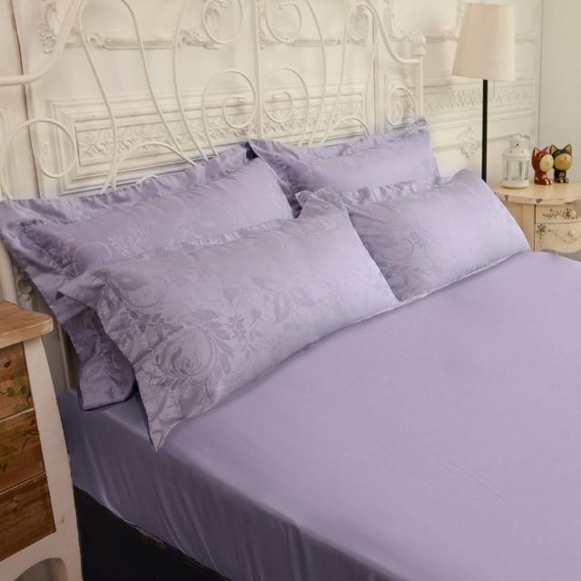 【Fotex 芙特斯】極光紫卉-雙人5尺床包組 含二件壓框枕套(台灣製造專業剪裁車工)