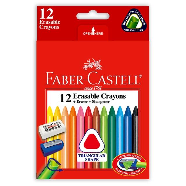 【Faber-Castell】12色三角擦擦蠟筆(兒童 禮物 文具)