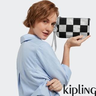 【KIPLING官方旗艦館】黑白方格拼接多層配件包-CREATIVITY XL
