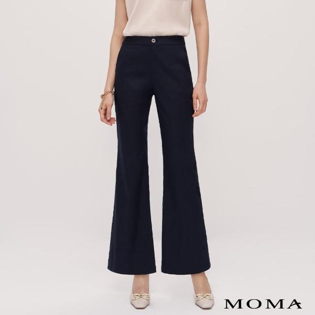 【MOMA】自然棉麻｜氣質棉麻顯瘦喇叭褲(深藍色)