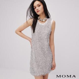 【MOMA】時尚雙色流蘇洋裝(白色)