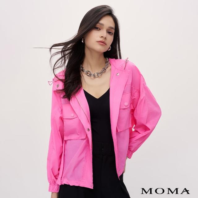 【MOMA】酷甜粉色抽繩防曬外套(桃紅色)