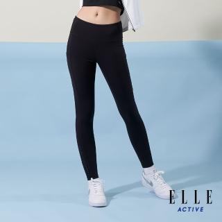 【ELLE ACTIVE】女款 腰側口袋剪接瑜珈褲-黑色(EA24M2W3703#99)