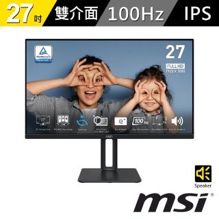 【MSI 微星】PRO MP275P 27型 IPS 16:9 100Hz 顯示器(HDMI/D-Sub/1ms MPRT)
