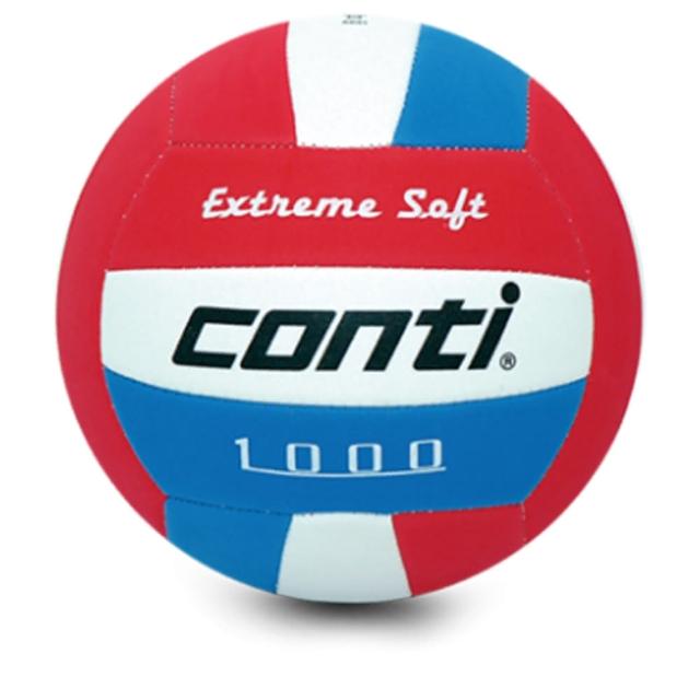 【Conti】原廠貨 5號球 安全軟式排球/競賽/訓練/休閒 紅白藍(V1000-5-RWB)