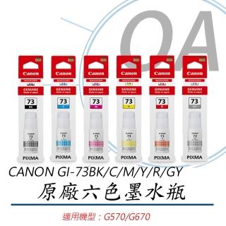 【Canon】GI-73BK/C/M/Y/R/GY 原廠六色墨水組(公司貨/墨水瓶/墨水)