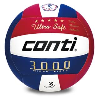 【Conti】原廠貨 5號球 頂級超細纖維貼布排球/比賽用球 紅藍白(V3000-5-RWB)