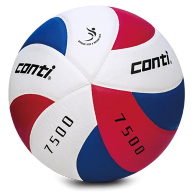 【Conti】原廠貨 5號球 日本頂級超細纖維貼布排球 紅藍白(V7500-5-RWB)