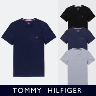 【Tommy Hilfiger】TOMMY 經典刺繡Logo圓V領素面短袖T恤 上衣-多色組合(休閒舒適/可搭配情侶款/平輸品)