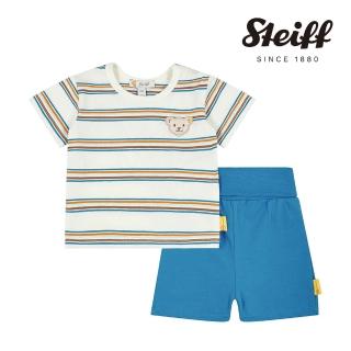 【STEIFF】熊頭童裝 二件式 條紋短袖T恤+短褲(短袖套裝)