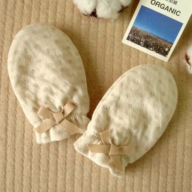 【日本OP mini】有機棉嬰兒手套 2款花色(新生兒 日本製  保暖 防抓傷手套)