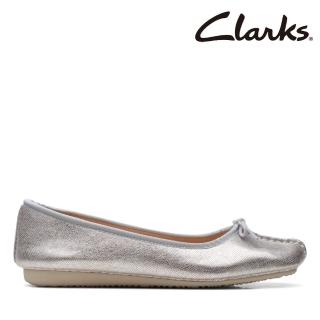 【Clarks】女鞋 Freckle Ice 全皮面對縫線設計蝴蝶結平底鞋 娃娃鞋(CLF70959C)