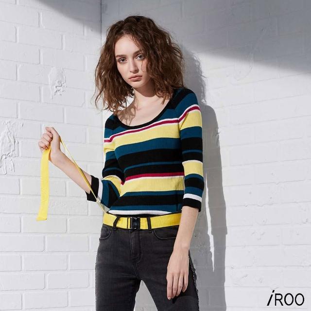 【iROO】條紋流行設計長袖上衣
