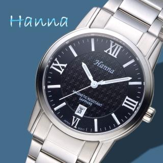 【HANNA】漢娜腕錶 都會時尚抗磁商務石英男錶-黑面知性白刻度/6963M-VX32-1(保固二年)