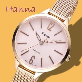 【HANNA】漢娜腕錶 奧黛麗赫本IP金米蘭帶石英女錶-粉色佳人/6991L-2035-1(保固二年)