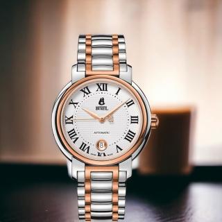 【E.BOREL 依波路】經典復古 羅馬時標 機械錶 男錶 手錶(GBR1856N-253)