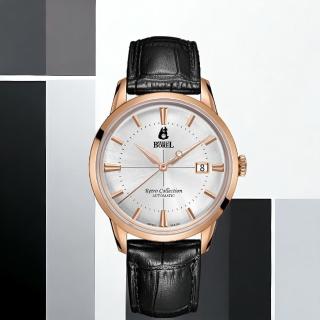 【E.BOREL 依波路】復古系列 正裝 機械錶 男錶 手錶 男錶 手錶(GGR8580-214BK)