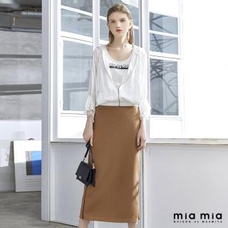 【mia mia】撞色配條直筒針織裙