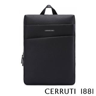 【Cerruti 1881】限量2折 義大利頂級小牛皮後背包 CEZA05904M 全新專櫃展示品(黑色)