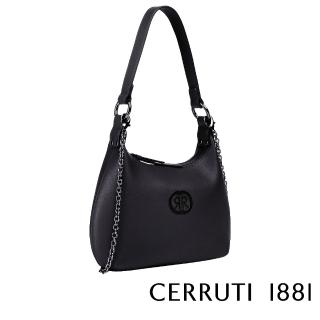 【Cerruti 1881】限量2折 義大利頂級小牛皮手提包/肩背包 CEBA05572M 全新專櫃展示品(黑色)
