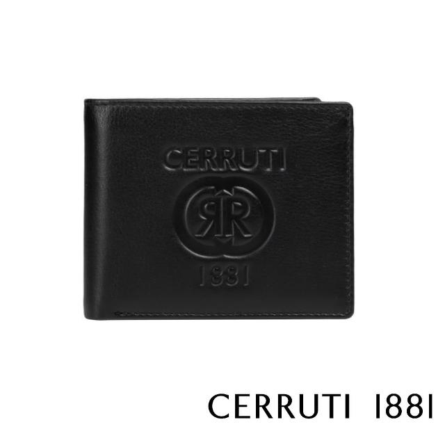 【Cerruti 1881】限量2折 義大利頂級小牛皮12卡短夾皮夾 CEPU05536M 全新專櫃展示品(黑色 贈原廠送禮提袋)