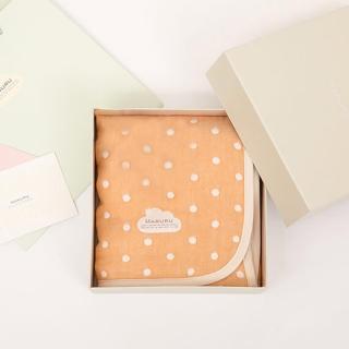 【MARURU】禮盒組 日本製六層紗被 點點橙 70x100cm(彌月禮盒 新生兒禮盒 出生送禮 新生兒送禮)