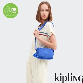 【KIPLING官方旗艦館】深邃亮藍色前後加寬收納側背包-ABANU