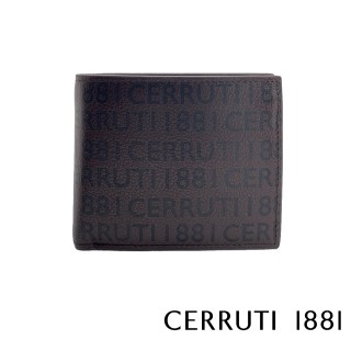 【Cerruti 1881】限量2折 頂級義大利小牛皮8卡短夾 CEPU05033M 全新專櫃展示品(咖啡色 贈原廠送禮提袋)