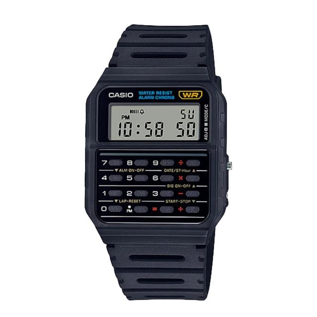 【CASIO 卡西歐】CA-53W-1Z 兩地時間 計算器 回到未來 絕命毒師 經典復古 手錶 34.4mm(全自動日曆)