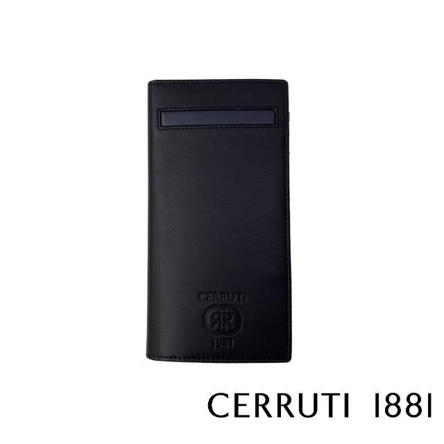 【Cerruti 1881】限量2折 義大利頂級小牛皮12卡長夾皮夾 CEPU05701M 全新專櫃展示品(黑色 贈禮盒提袋)