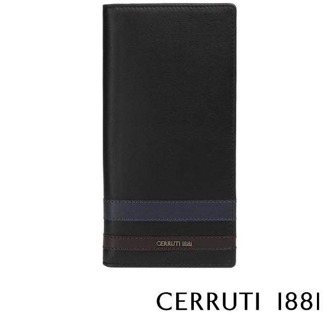 【Cerruti 1881】限量2折 義大利頂級小牛皮12卡長夾皮夾 CEPU05694M 全新專櫃展示品(黑色 贈禮盒提袋)
