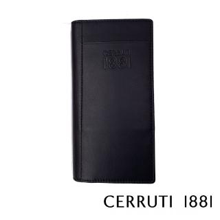 【Cerruti 1881】限量2折 頂級義大利小牛皮12卡長夾皮夾 CEPU05715M 全新專櫃展示品(黑色 贈禮盒提袋)