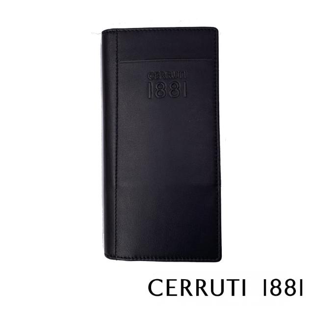 【Cerruti 1881】限量2折 義大利頂級小牛皮12卡長夾皮夾 CEPU05715M 全新專櫃展示品(黑色 贈禮盒提袋)