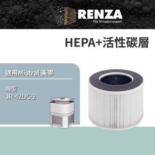 【RENZA】適用Mistral 美寧 JR-42DC JR 42DC 負離子空氣清淨機(2合1HEPA+活性碳濾網 濾芯)