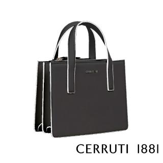 【Cerruti 1881】限量2折 義大利頂級小牛皮手提包 CEBA05363M 全新專櫃展示品(黑色)