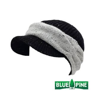 【青松戶外】帽檐毛線帽-黑色 B61910-09(毛線帽/編織帽/保暖帽)