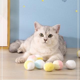 【DoLiYa】七彩貓咪靜音彈力球-1盒12入(貓玩具 毛絨玩具球 互動玩具 寵物用品)