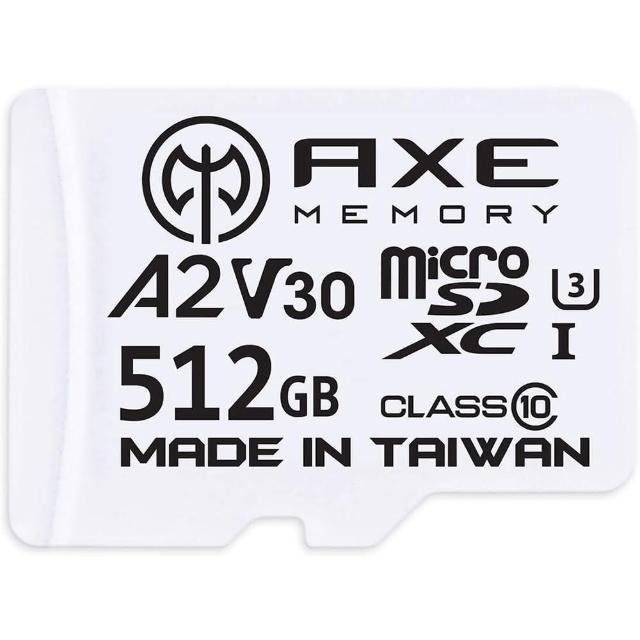 【AXE MEMORY】MicroSDXC 512GB A2 V30/ UHS-I U3 4K-附轉卡 記憶卡(台灣製)