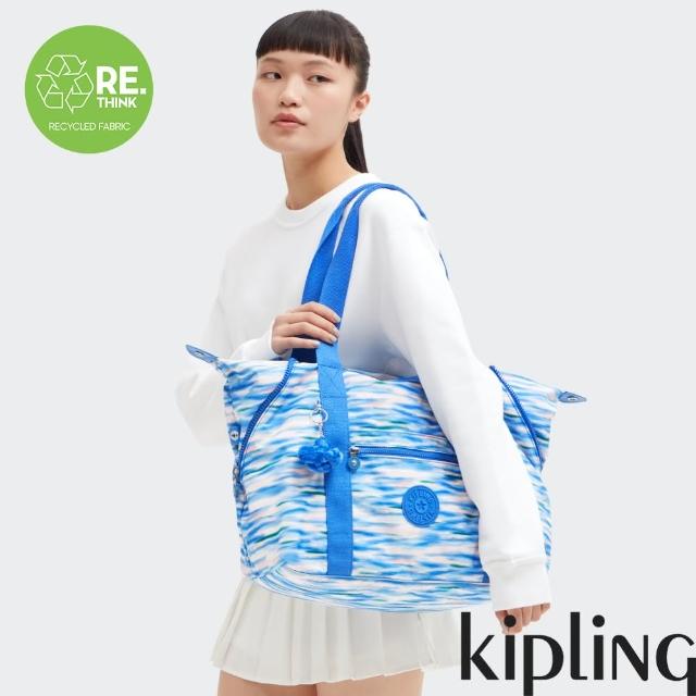 【KIPLING官方旗艦館】藍粉海洋波紋印花手提側背包-ART M