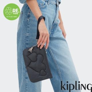 【KIPLING官方旗艦館】暗夜黑心型絎縫造型多層配件包-CREATIVITY XL