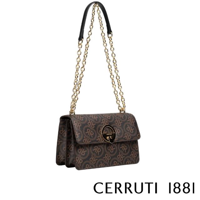 【Cerruti 1881】限量2折 義大利頂級皮革肩背包 CEBA05782P 全新專櫃展示品(黑色)