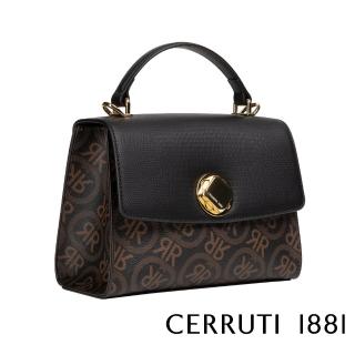 【Cerruti 1881】限量2折 頂級義大利皮革手提包/肩背包 CEBA05788P 全新專櫃展示品(黑色)