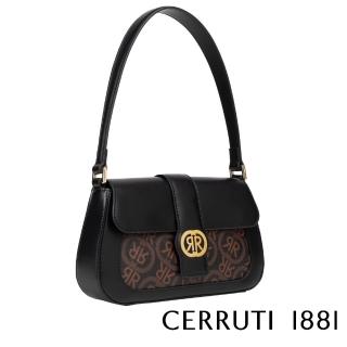 【Cerruti 1881】限量2折 義大利頂級小牛皮手提包/肩背包 CEBA05637M 全新專櫃展示品(黑色)