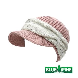 【青松戶外】帽檐毛線帽-粉紅 B61910-81(毛帽/編織帽/保暖帽)